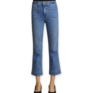 Khaite Raquel Patch Pocket Crop Flare Jeans In Vintage Blue 30